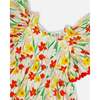 Viscose Dress, White Printed Daffodils - Dresses - 5