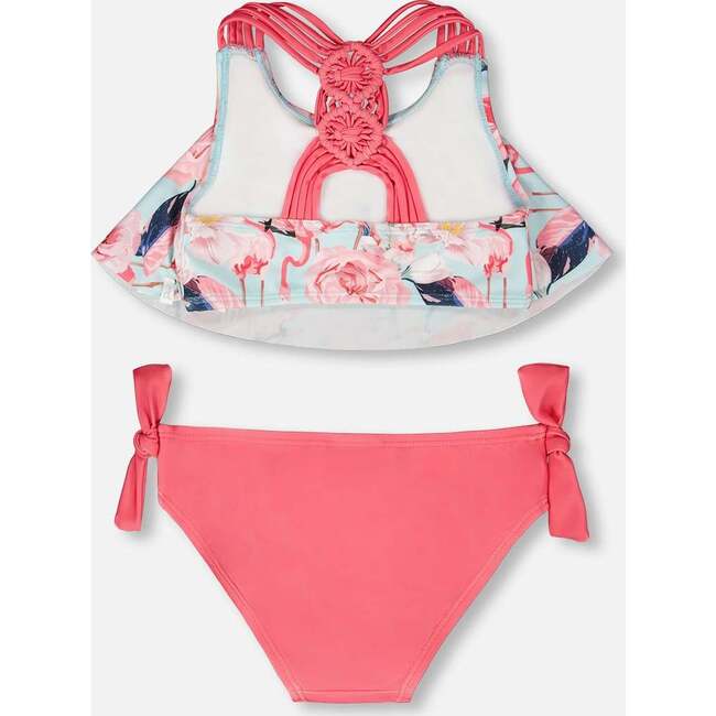 Two-Piece Swimsuit, Blue Flamingo Print - Two Pieces - 5