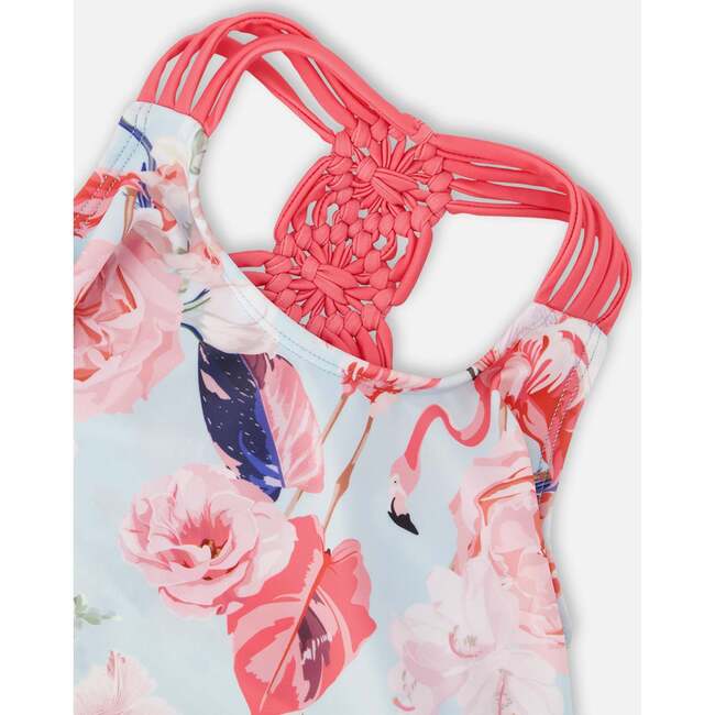 Two-Piece Swimsuit, Blue Flamingo Print - Two Pieces - 6