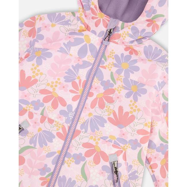 Two-Piece Mid-Season Outerwear Set, Pink Flower Print - Raincoats - 6