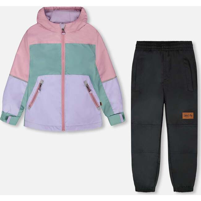 Two-Piece Mid-Season Outerwear Set, Mauve Colorblock