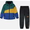 Two-Piece Mid-Season Outerwear Set, Green, Yellow And Blue - Raincoats - 1 - thumbnail