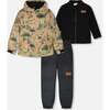 Two-Piece Mid-Season Outerwear Set, Brown Printed Motocross - Raincoats - 1 - thumbnail