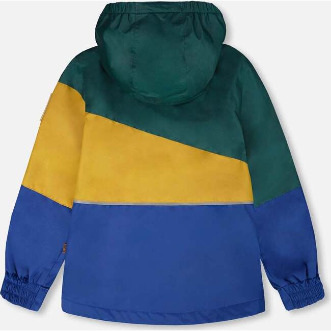 Two-Piece Mid-Season Outerwear Set, Green, Yellow And Blue - Raincoats - 3