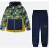 Two-Piece Mid-Season Outerwear Set, Green Dinosaur Print - Raincoats - 1 - thumbnail