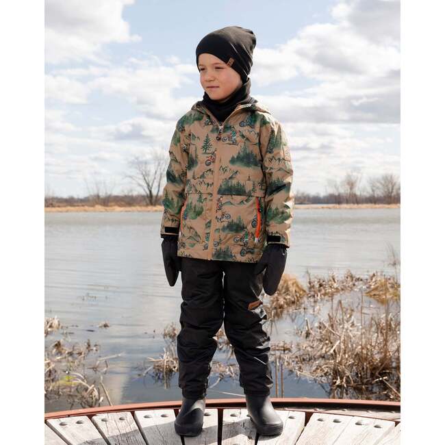 Two-Piece Mid-Season Outerwear Set, Brown Printed Motocross