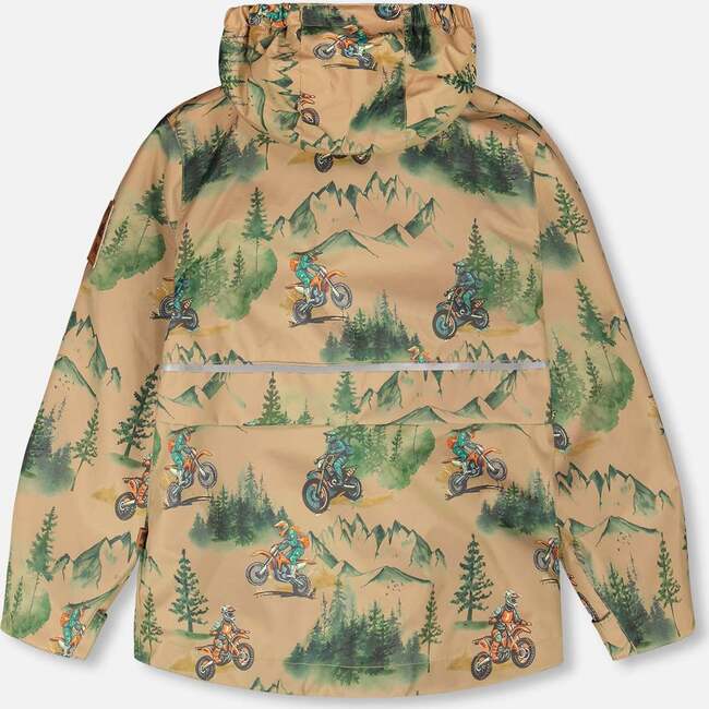 Two-Piece Mid-Season Outerwear Set, Brown Printed Motocross - Raincoats - 3