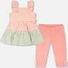 Tunic And Organic Cotton Capri Set, Coral Gingham & Coral - Mixed Apparel Set - 1 - thumbnail