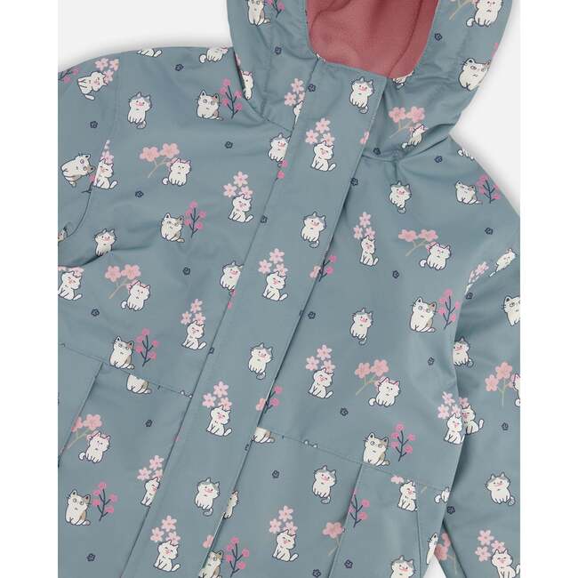 Two-Piece Mid-Season Outerwear Set, Green Printed Cats - Raincoats - 5