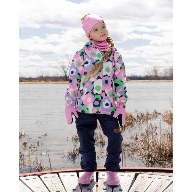 Two-Piece Mid-Season Outerwear Set, Black Floral Print