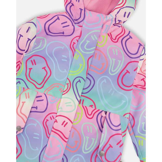 Two-Piece Mid-Season Outerwear Set, Multicolored Printed Smileys - Raincoats - 6