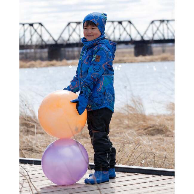 Two-Piece Mid-Season Outerwear Set, Blue Printed Smileys