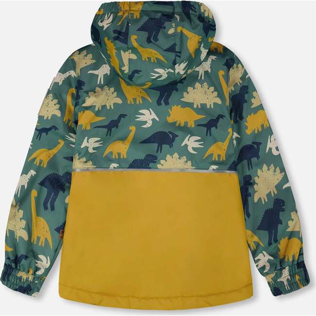 Two-Piece Mid-Season Outerwear Set, Green Dinosaur Print - Raincoats - 4