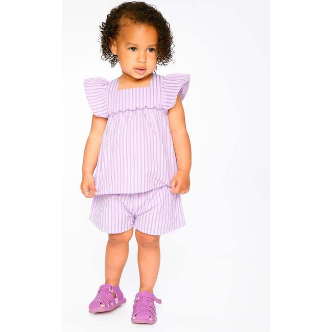 Top And Short Set, Lavender Stripes