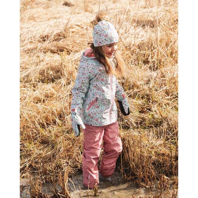 Two-Piece Mid-Season Outerwear Set, Blue Mini Flower Print