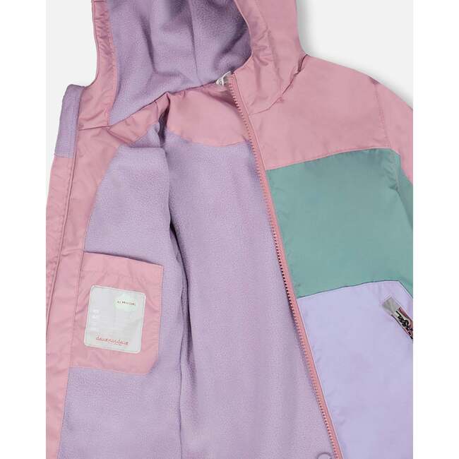 Two-Piece Mid-Season Outerwear Set, Mauve Colorblock - Raincoats - 7