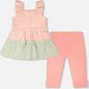 Tunic And Organic Cotton Capri Set, Coral Gingham & Coral - Mixed Apparel Set - 4