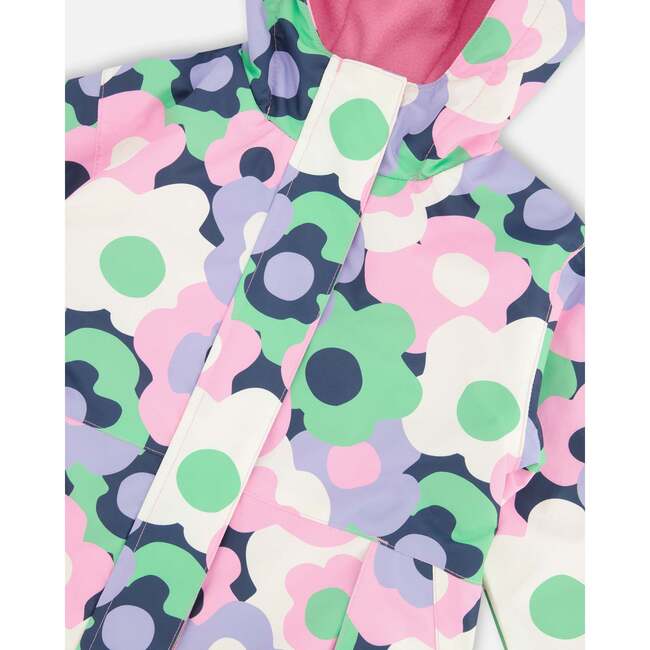 Two-Piece Mid-Season Outerwear Set, Black Floral Print - Raincoats - 5