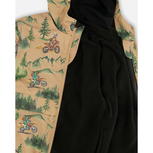 Two-Piece Mid-Season Outerwear Set, Brown Printed Motocross - Raincoats - 8