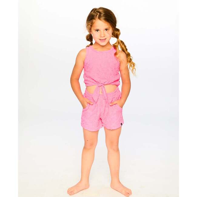 Terry Tank Top With Shorts Set, Pink - Mixed Apparel Set - 4
