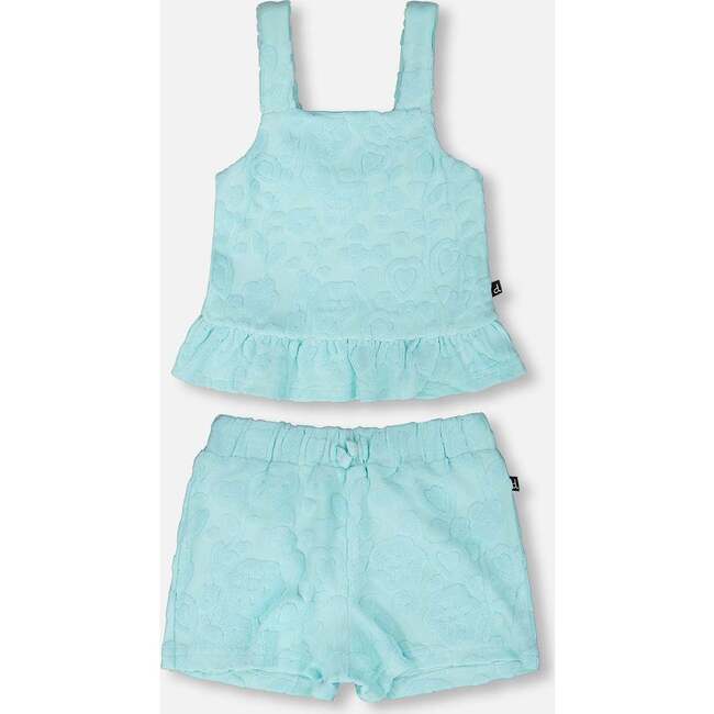 Terry Tank Top With Shorts Set, Light Blue