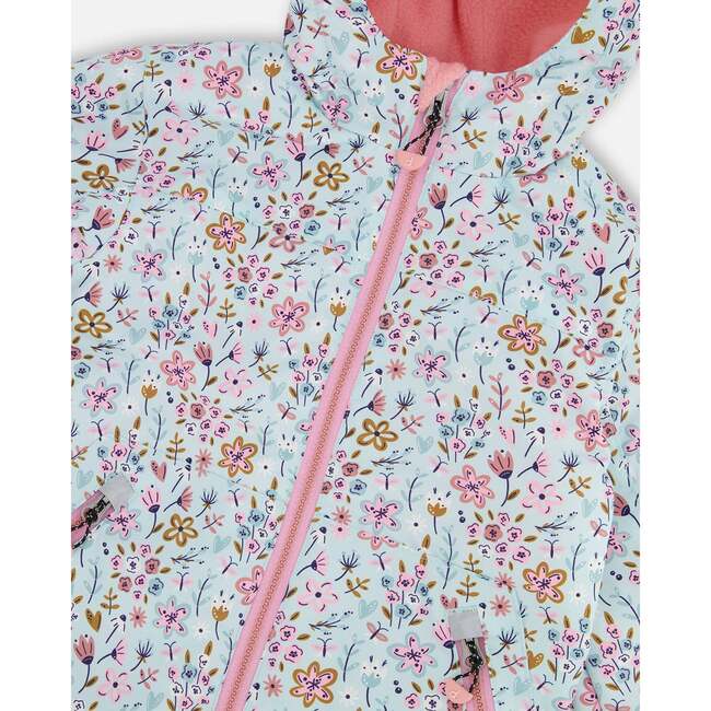 Two-Piece Mid-Season Outerwear Set, Blue Mini Flower Print - Raincoats - 6