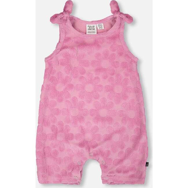 Terry Cloth Romper With Bows, Pink