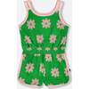 Terry Cloth Sleeveless Jumpsuit, Green Floral Print - Rompers - 1 - thumbnail