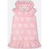 Terry Cloth Beach Hoodie Dress, Pink Printed Flowers - Cover-Ups - 1 - thumbnail