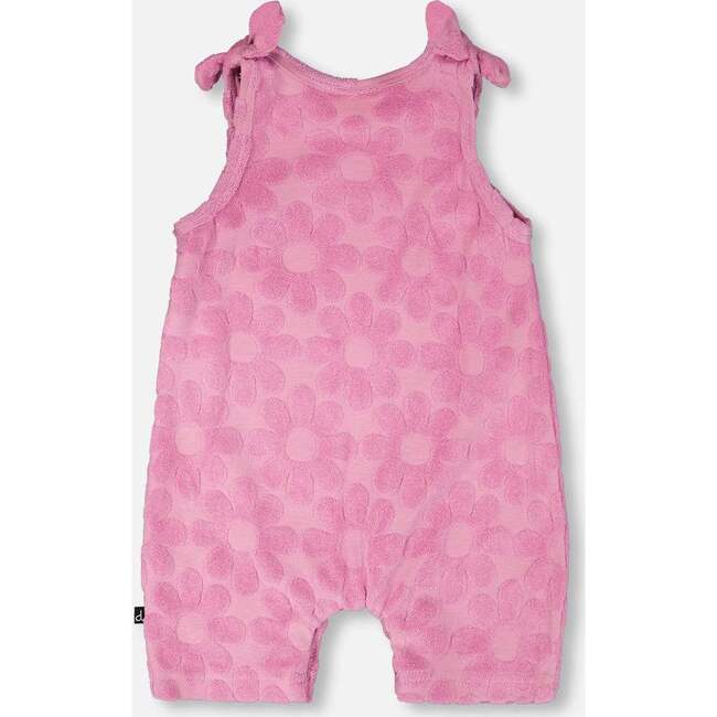 Terry Cloth Romper With Bows, Pink