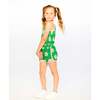 Terry Cloth Sleeveless Jumpsuit, Green Floral Print - Rompers - 2