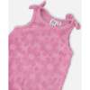 Terry Cloth Romper With Bows, Pink - Rompers - 3