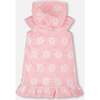 Terry Cloth Beach Hoodie Dress, Pink Printed Flowers - Cover-Ups - 3 - thumbnail