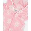 Terry Cloth Beach Hoodie Dress, Pink Printed Flowers - Cover-Ups - 4 - thumbnail