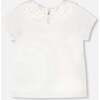 T-Shirt With Crochet Peter Pan Collar, White - T-Shirts - 3
