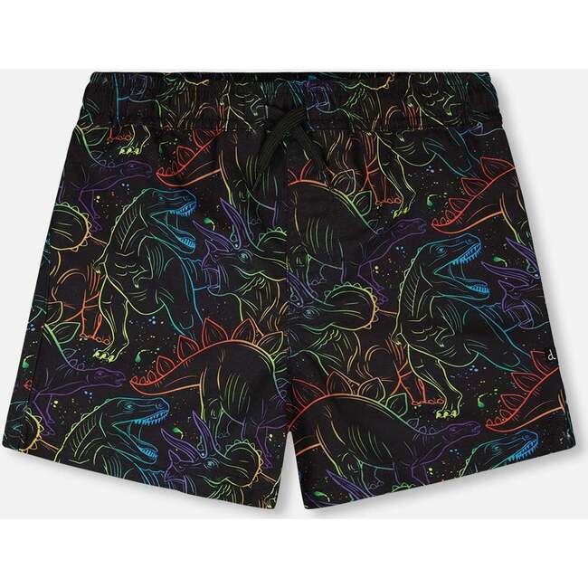 Swim Trunks, Black Dinosaur Print