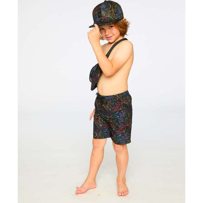 Swim Trunks, Black Dinosaur Print - Swim Trunks - 3
