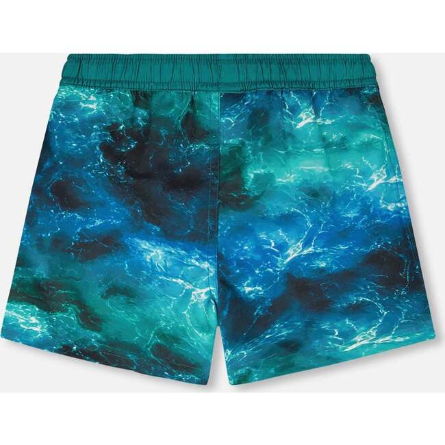 Swim Trunks, Blue Waves Print - Swim Trunks - 4