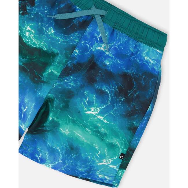 Swim Trunks, Blue Waves Print - Swim Trunks - 5