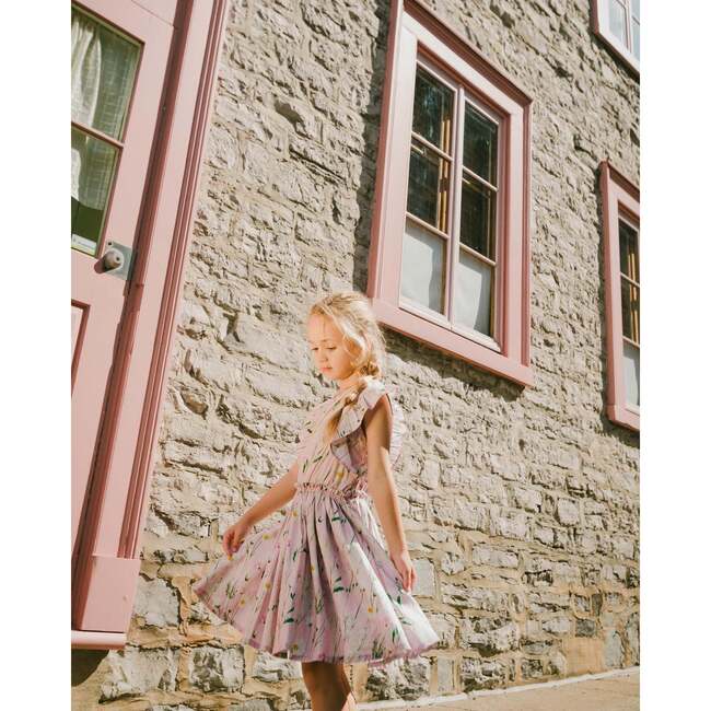 Viscose Dress, Pink Printed Flowers