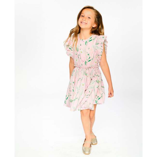 Viscose Dress, Pink Printed Flowers - Dresses - 4