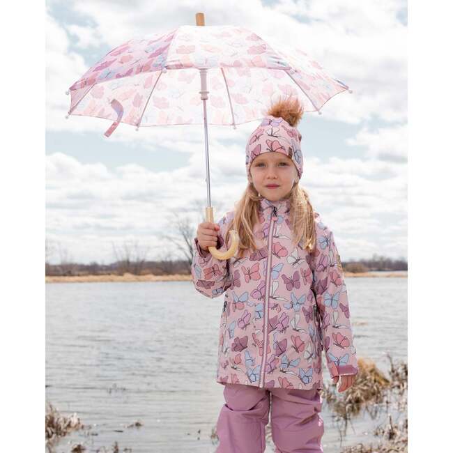Umbrella, Pink Butterfly Print - Umbrellas - 3