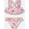 Two-Piece Swimsuit, Purple Flower Print - Two Pieces - 1 - thumbnail