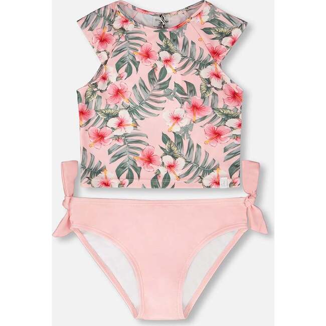 Two-Piece Swimsuit, Pink Hibiscus Print