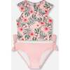 Two-Piece Swimsuit, Pink Hibiscus Print - Two Pieces - 1 - thumbnail