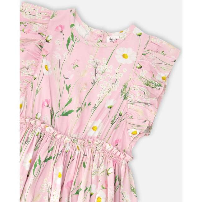 Viscose Dress, Pink Printed Flowers - Dresses - 6