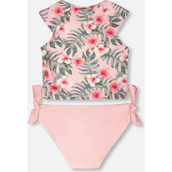 Two-Piece Swimsuit, Pink Hibiscus Print - Two Pieces - 3