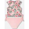 Two-Piece Swimsuit, Pink Hibiscus Print - Two Pieces - 3 - thumbnail