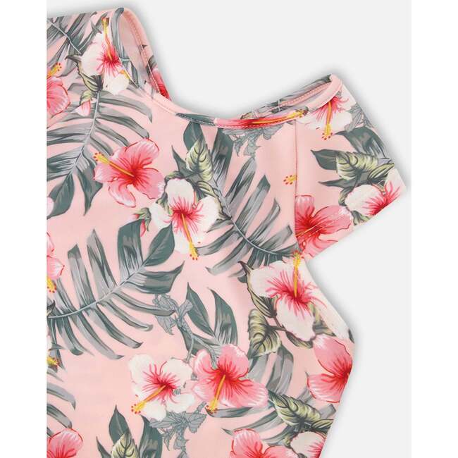 Two-Piece Swimsuit, Pink Hibiscus Print - Two Pieces - 4