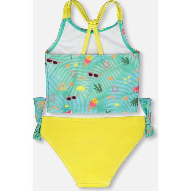 Two-Piece Swimsuit, Green Beach Print - Two Pieces - 3
